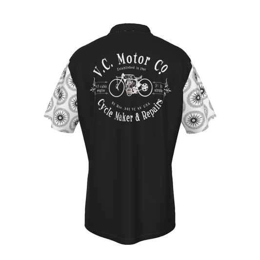 Cycle Maker's Vintage Logo | Men's Hawaiian Shirt With Pocket Men's Shirts Virginia City Motorcycle Company Apparel in Nevada USA