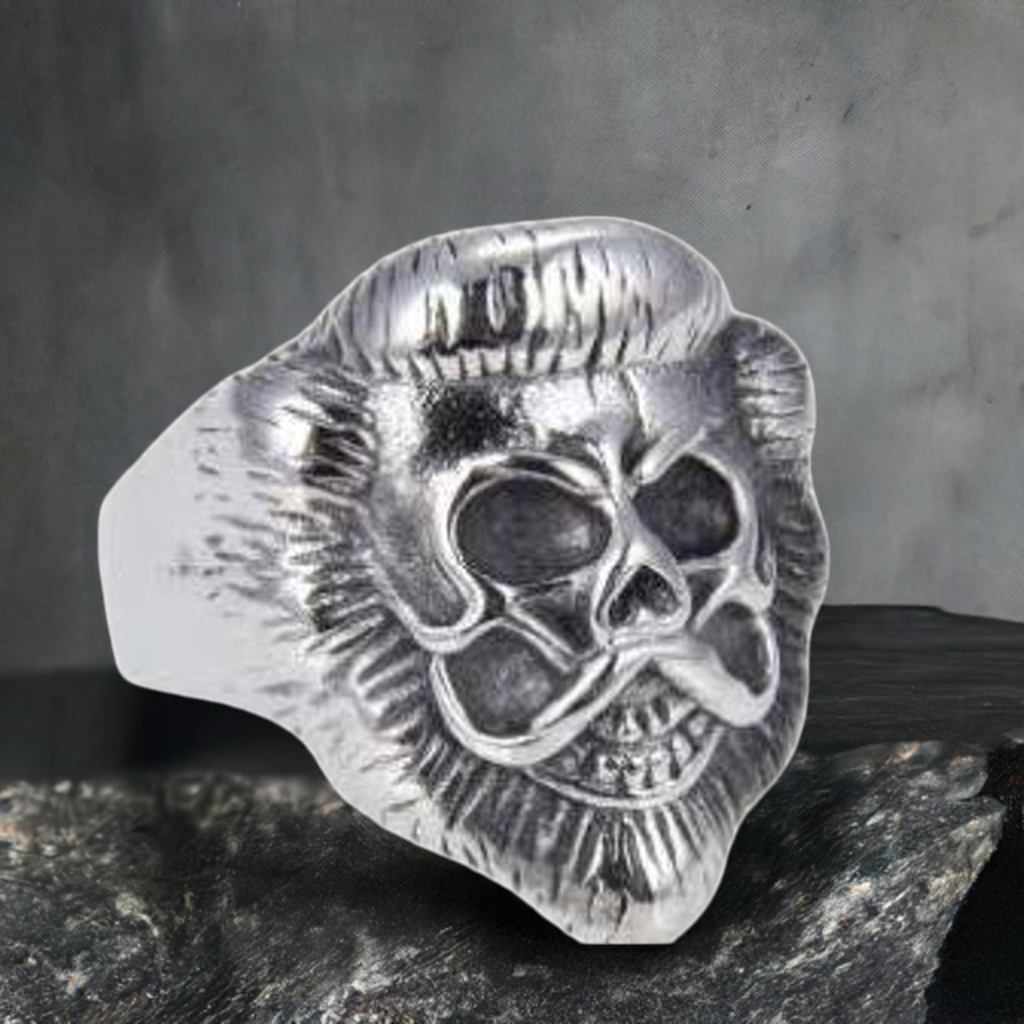 R143 Stainless Steel Lion Face Skull Biker Ring