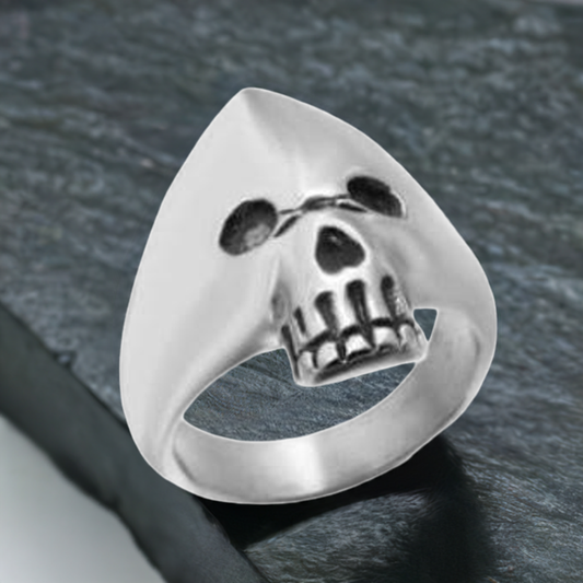 R130 Stainless Steel Hooded Skull Biker Ring