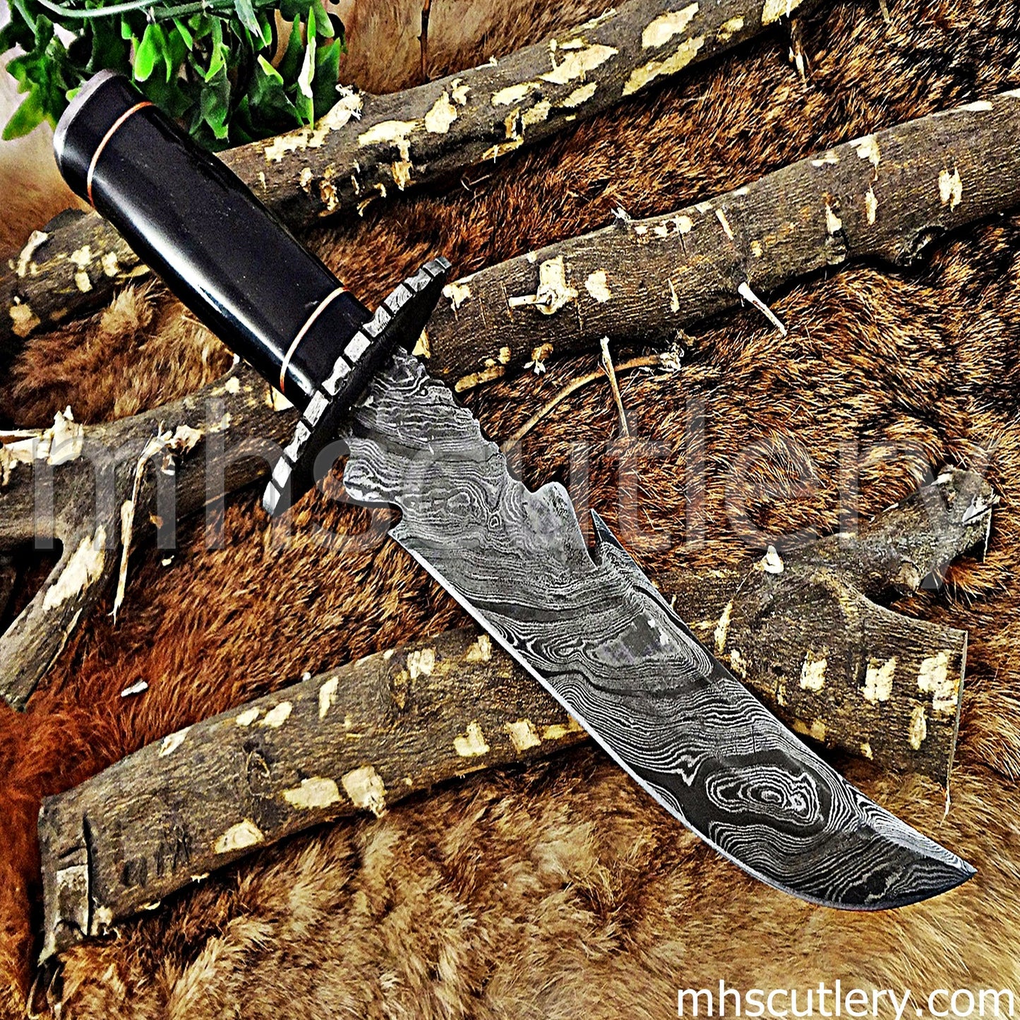 Custom Handmade Damascus Steel Fancy Hunter Bowie