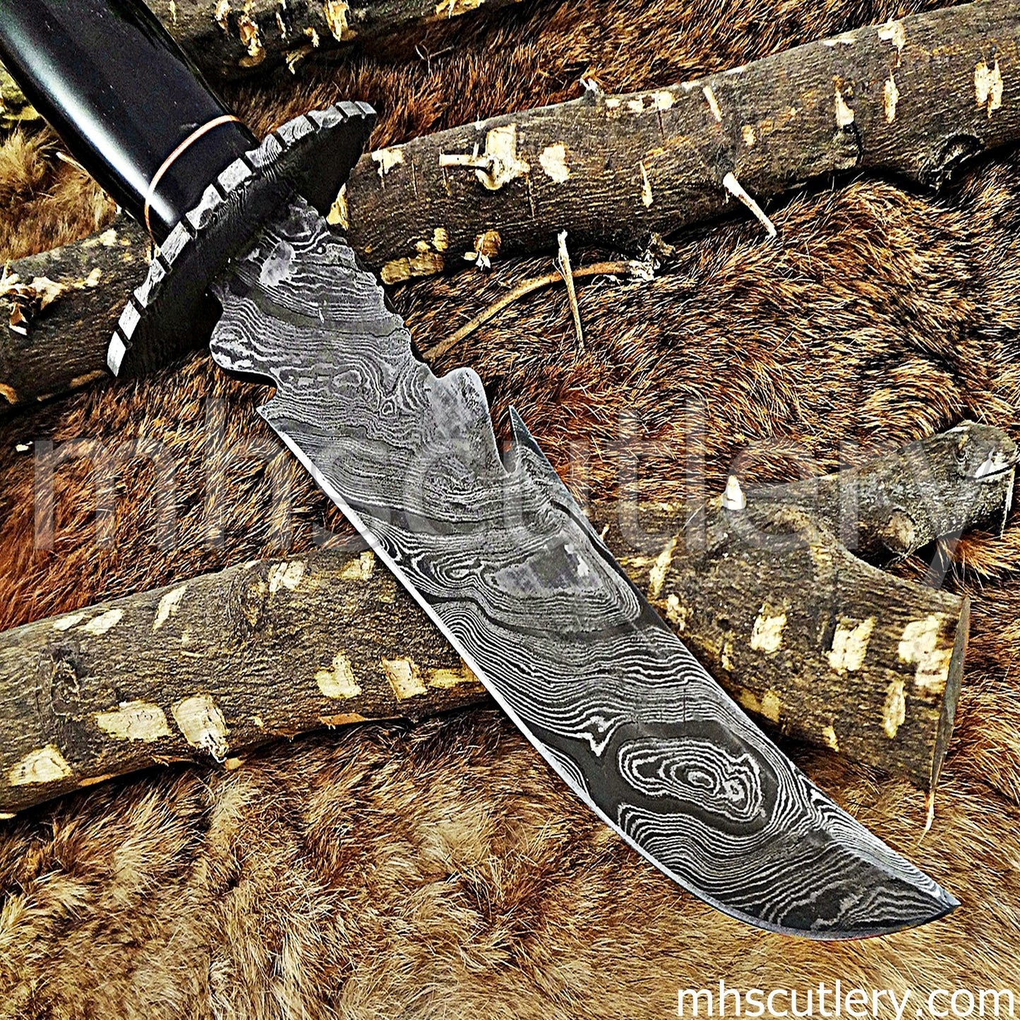 Custom Handmade Damascus Steel Fancy Hunter Bowie