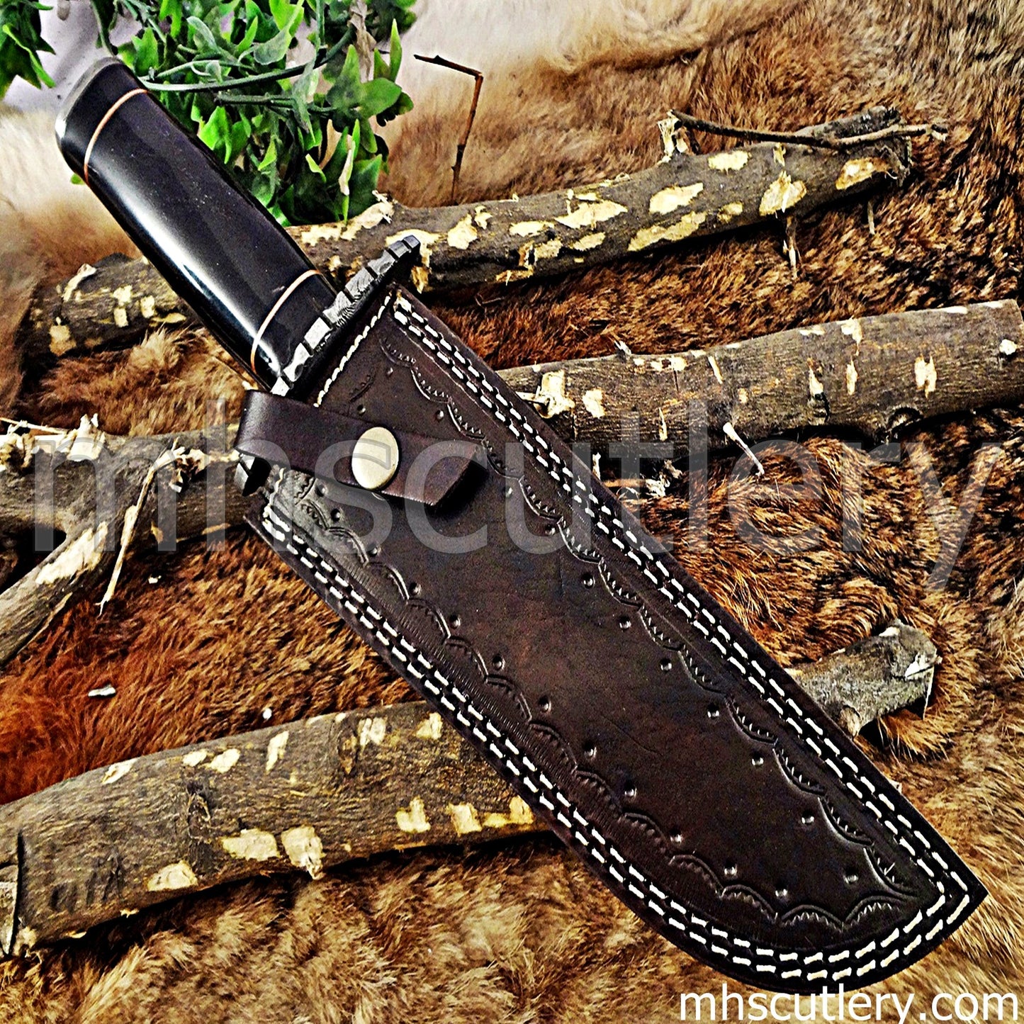 Custom Handmade Damascus Steel Fancy Hunter Bowie