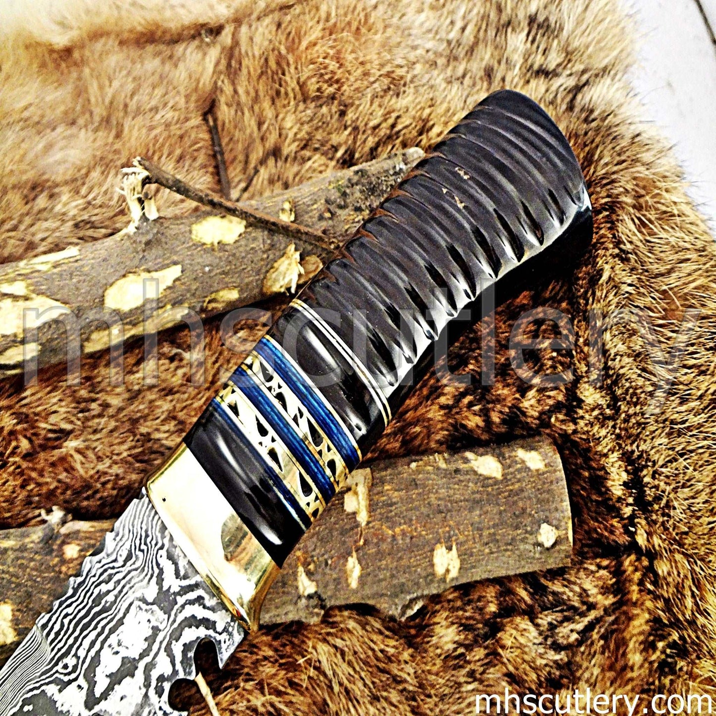 Custom Hand Forged Damascus Steel Hunter Kukri Knife