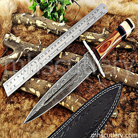 Custom Hand Forged Damascus Steel Hunter Dagger Knife