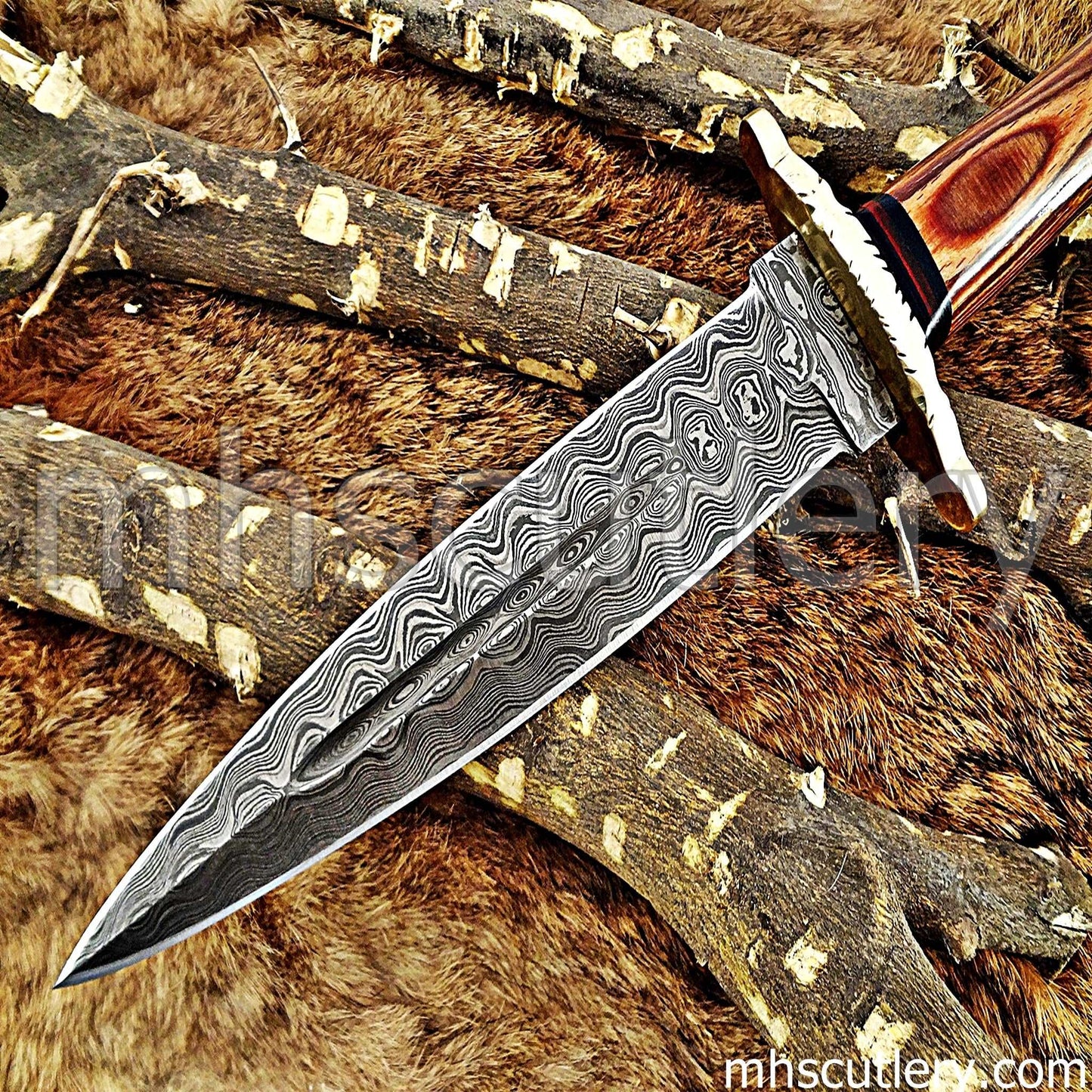 Custom Hand Forged Damascus Steel Hunter Dagger Knife