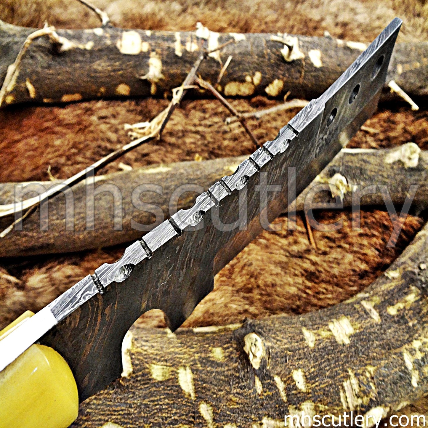 Damascus Steel Hunter Tanto Machete Knife / Bone Handle