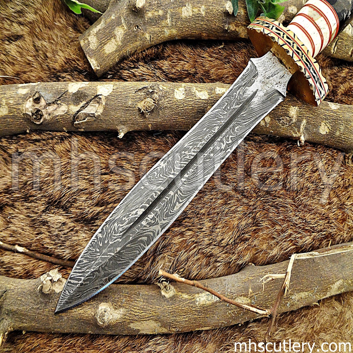 Custom Handmade Damascus Steel Spartan Dagger Knife