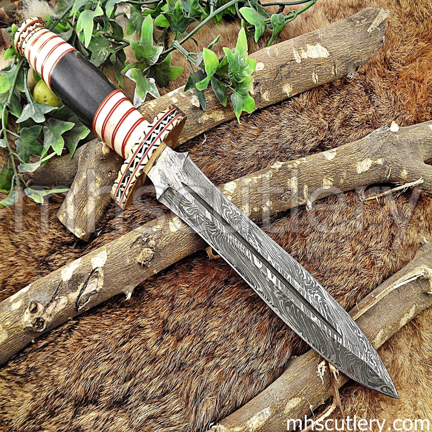 Custom Handmade Damascus Steel Spartan Dagger Knife