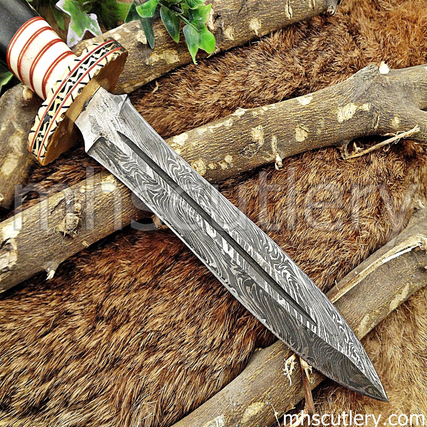 Custom Handmade Damascus Steel Spartan Dagger Knife