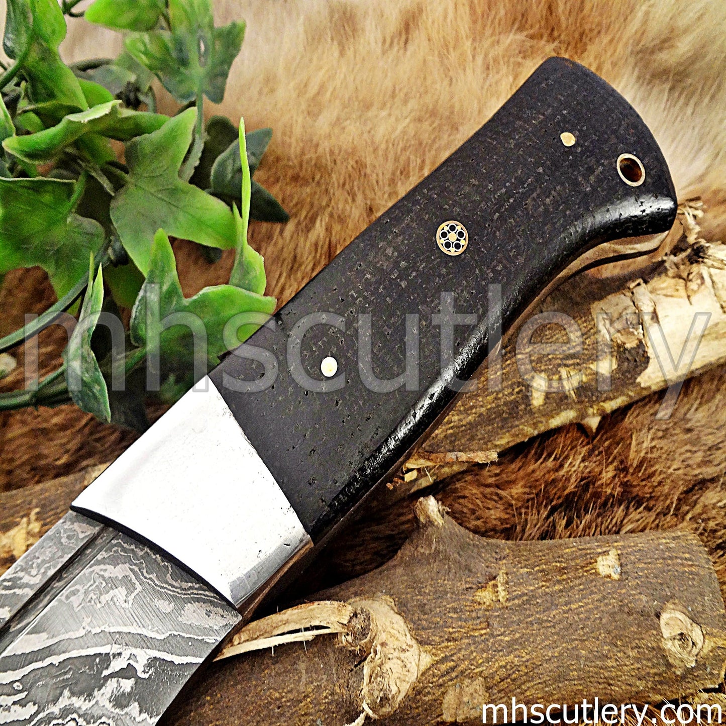 Damascus Steel Kukri Machete Knife / Bull Horn Handle