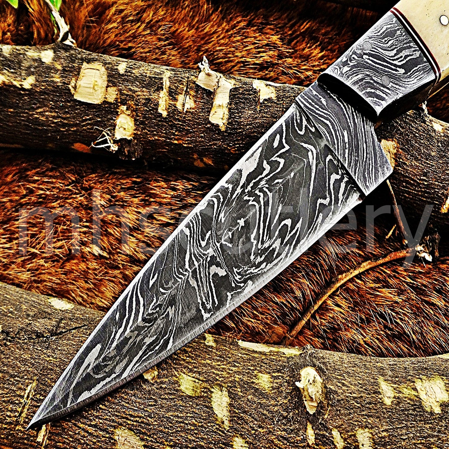 Damascus Steel Fixed Blade Hunting Skinner Knife