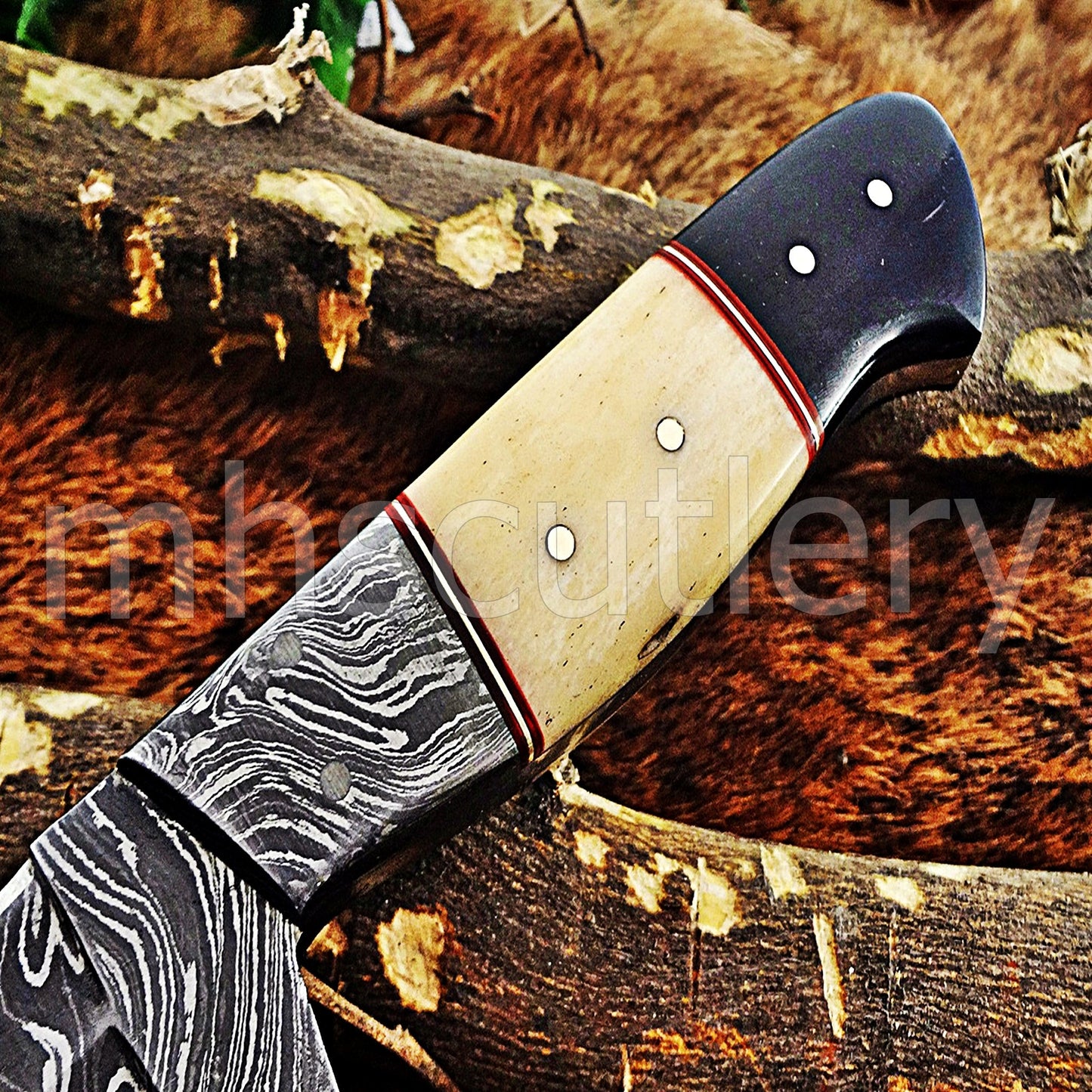 Damascus Steel Fixed Blade Hunting Skinner Knife