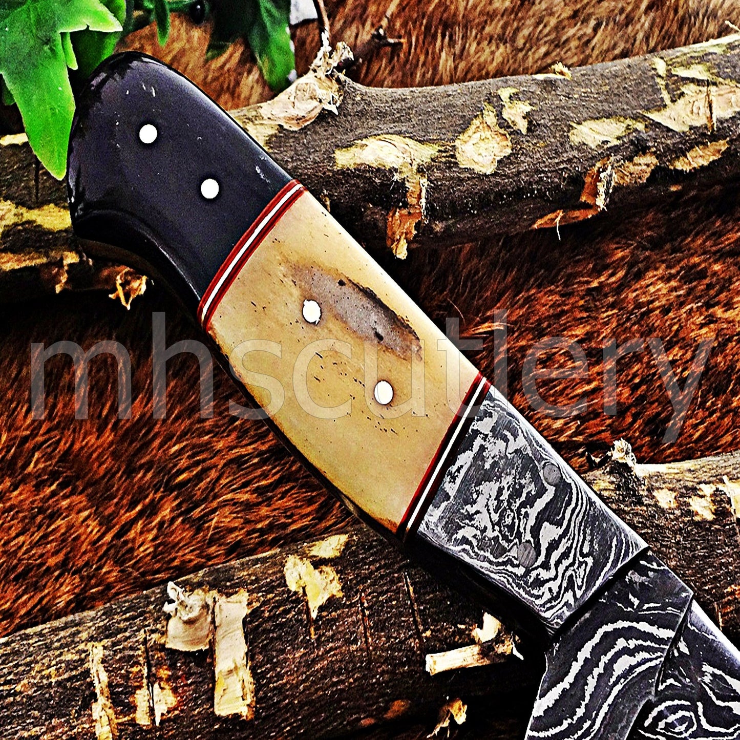 Damascus Steel Fixed Blade Hunting Skinner Knife