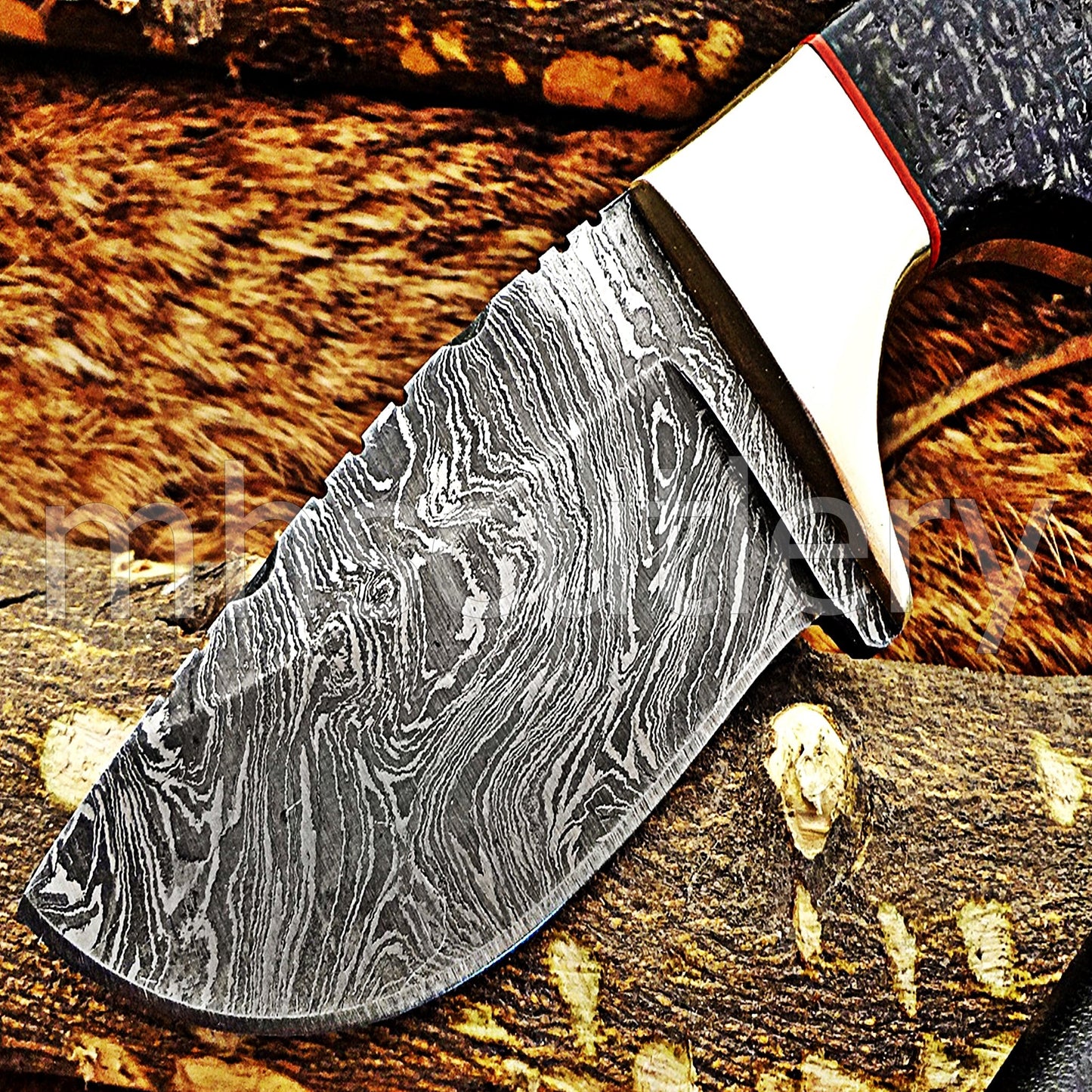 Custom Made Damascus Steel Mini Hunter Skinning Knife / Micarta Handle