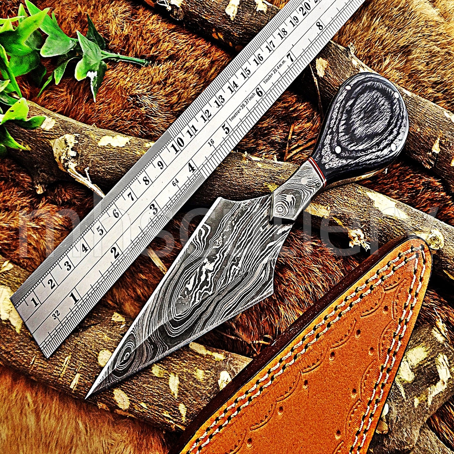 Handmade Damascus Steel Tactical Push Dagger With Pakka Wood Handle