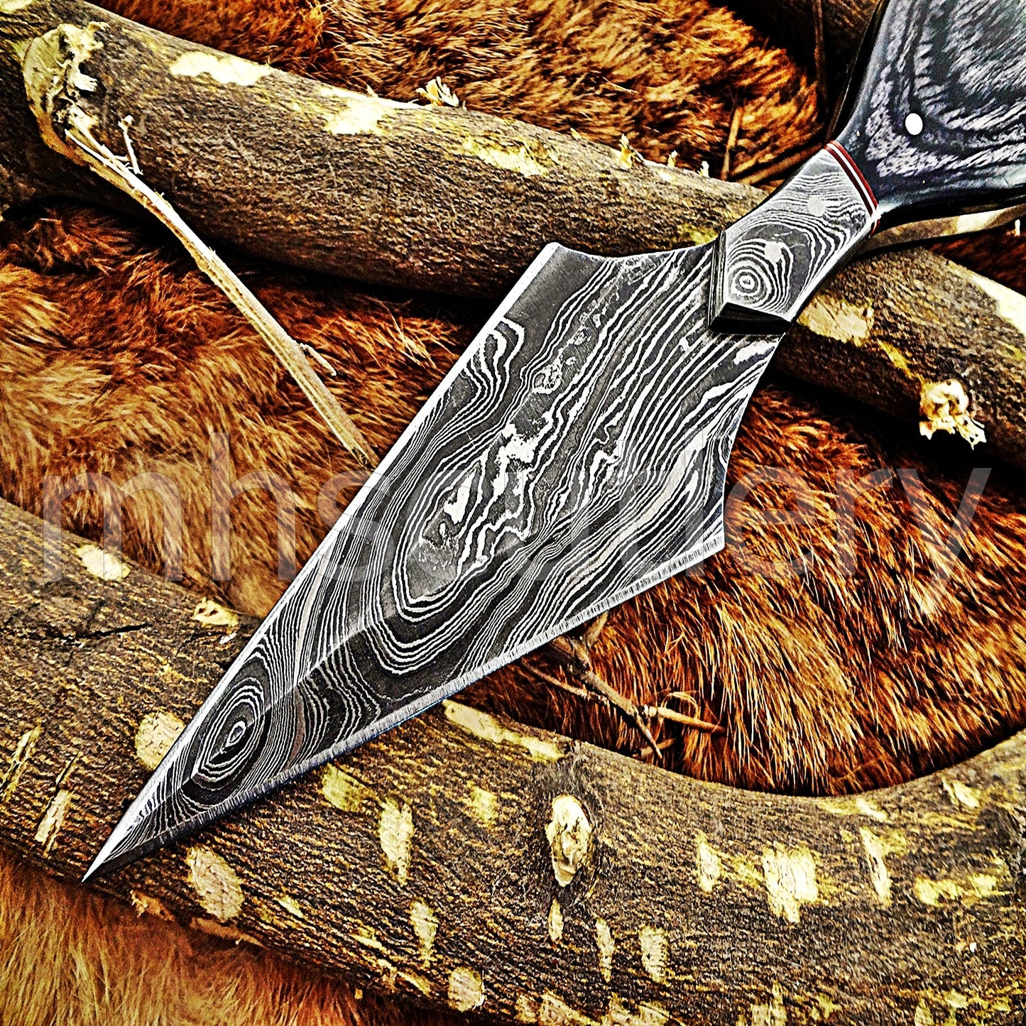 Handmade Damascus Steel Tactical Push Dagger With Pakka Wood Handle