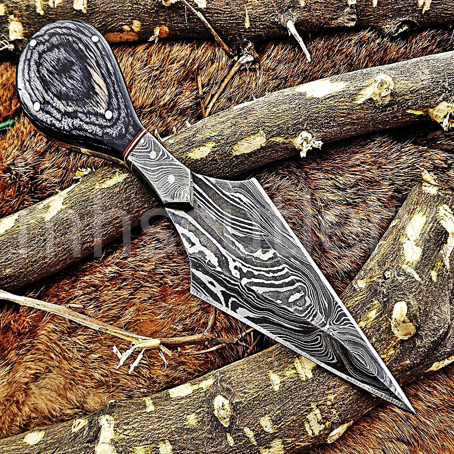 Handmade Damascus Steel Tactical Push Dagger With Pakka Wood Handle