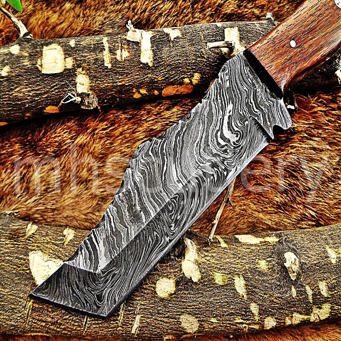 Hand Forged Tactical Tanto Damascus Steel Skinner Hunting Knife