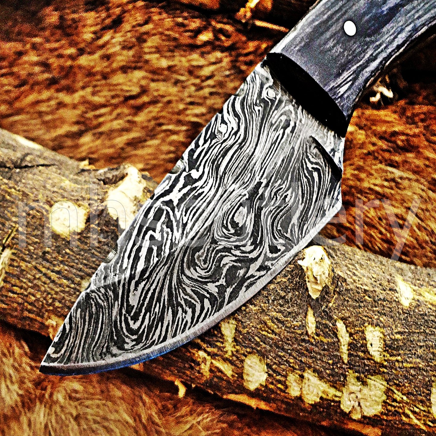 Custom Made Damascus Steel Mini Hunter Skinning Knife With Pakka Wood Handle