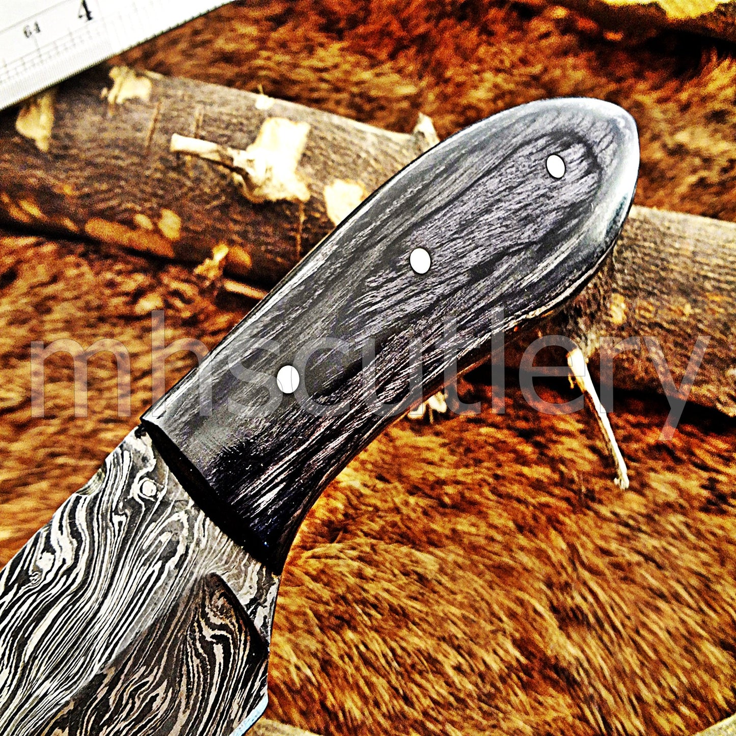 Custom Made Damascus Steel Mini Hunter Skinning Knife With Pakka Wood Handle