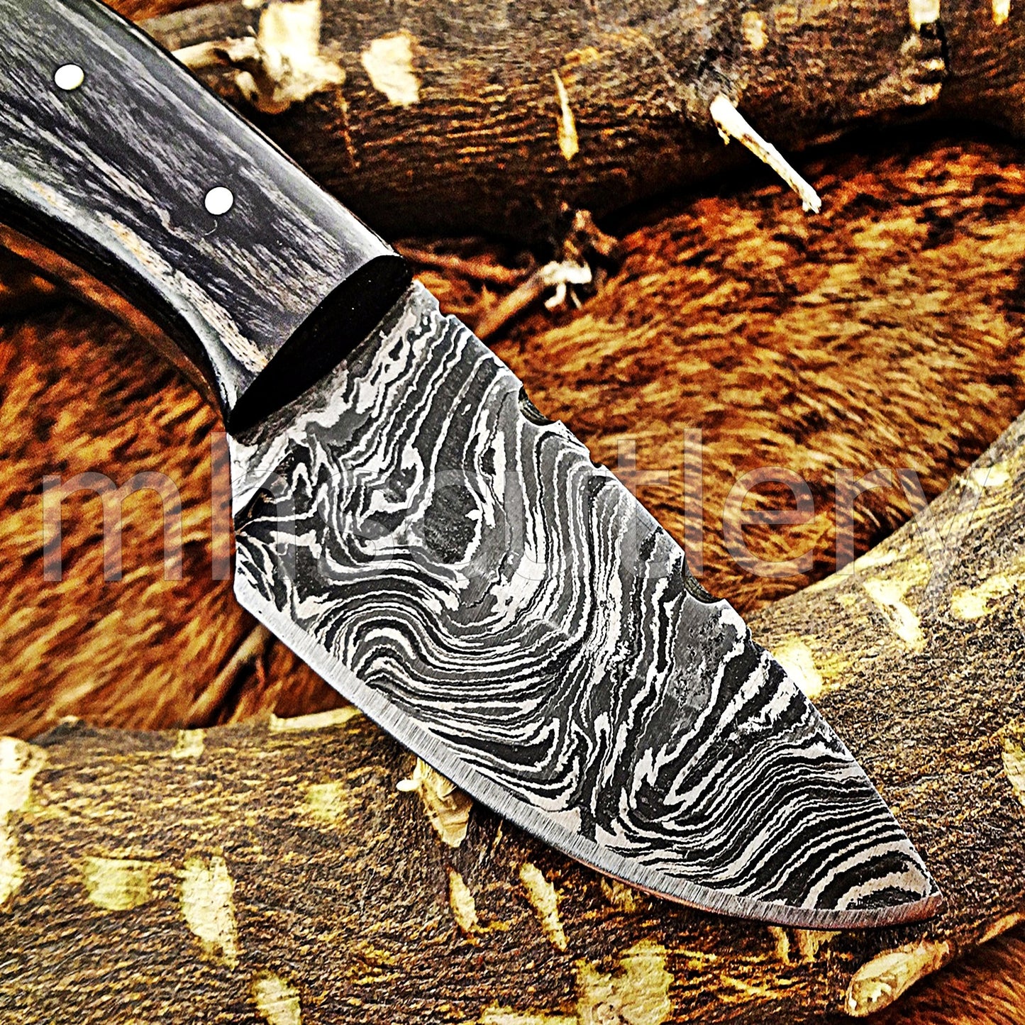 Custom Made Damascus Steel Mini Hunter Skinning Knife With Pakka Wood Handle