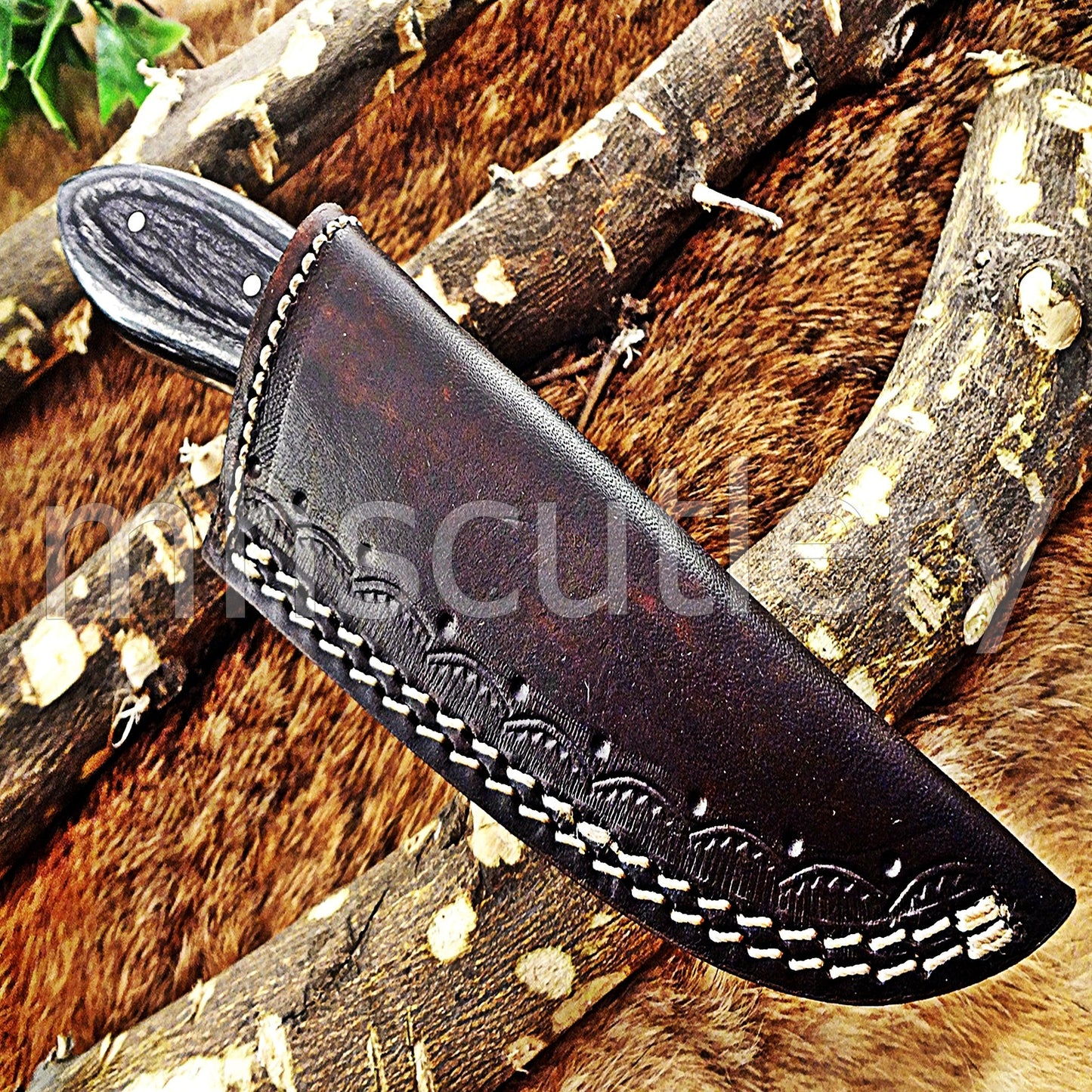 Custom Made Damascus Steel Mini Hunter Skinning Knife With Pakka Wood Handle