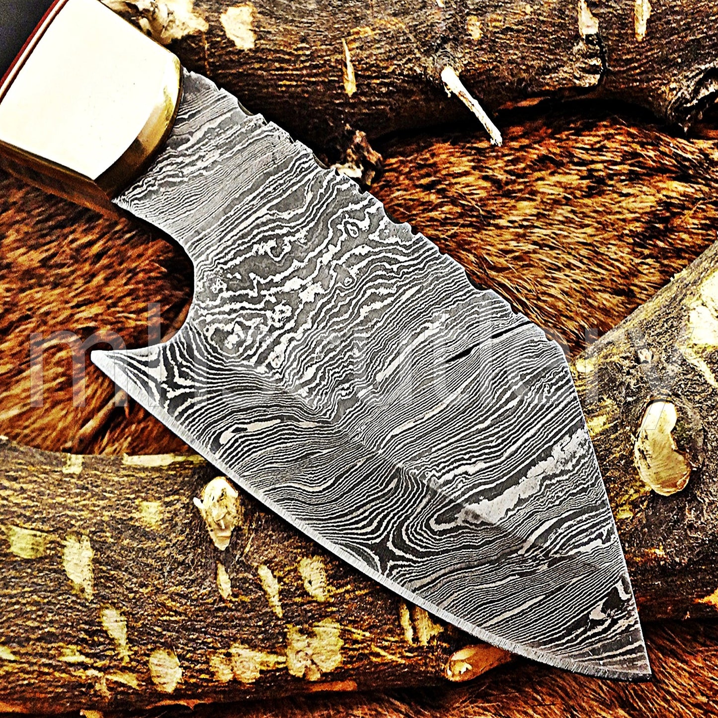 Handmade Damascus Steel Sheepsfoot Hunting Skinner Knife With Natural handle