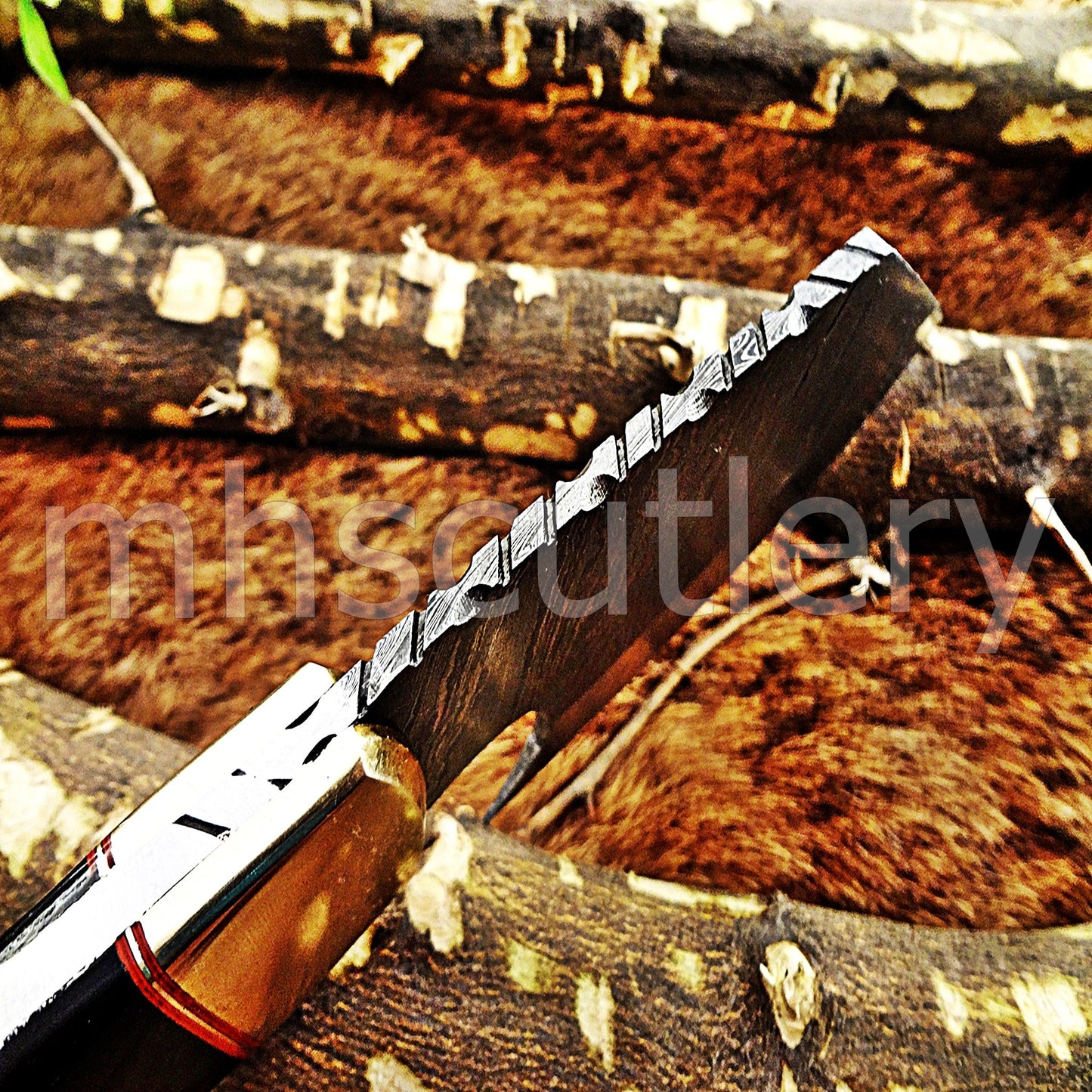 Handmade Damascus Steel Sheepsfoot Hunting Skinner Knife With Natural handle