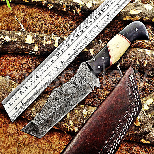 Hand Forged Damascus Steel Tanto Skinner Hunting Knife