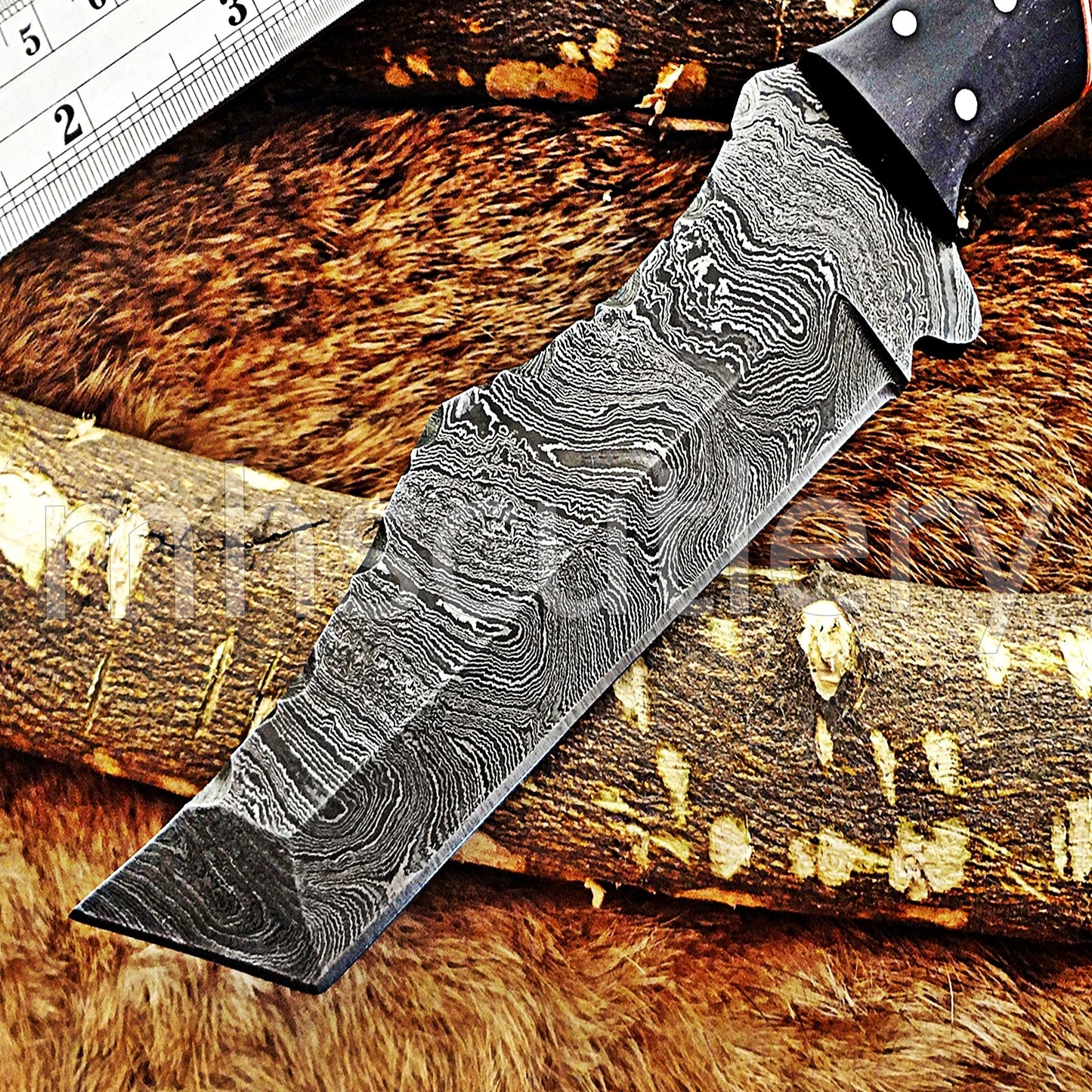 Hand Forged Damascus Steel Tanto Skinner Hunting Knife