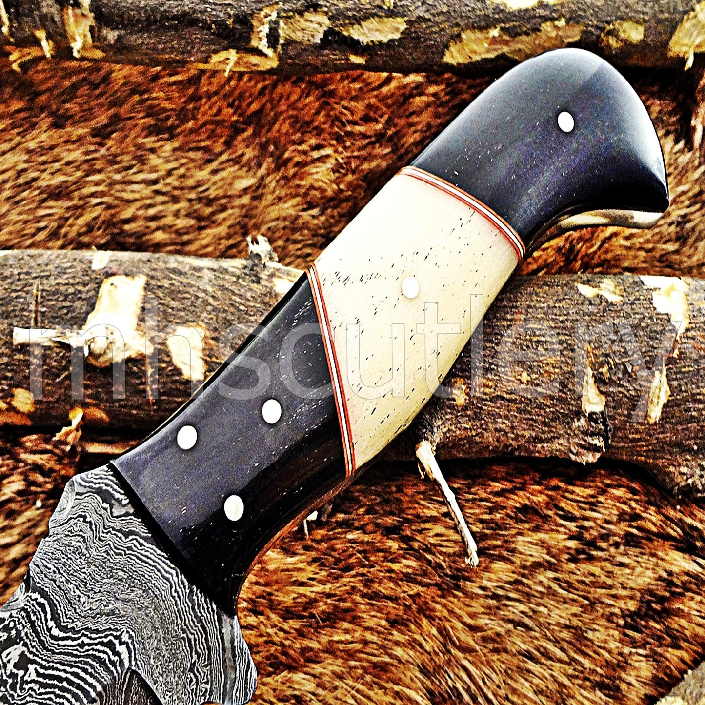 Hand Forged Damascus Steel Tanto Skinner Hunting Knife