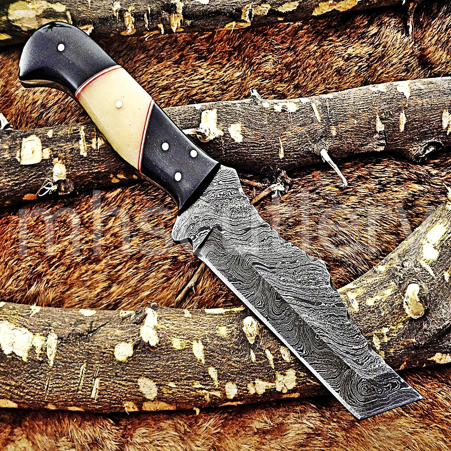 Hand Forged Damascus Steel Tanto Skinner Hunting Knife