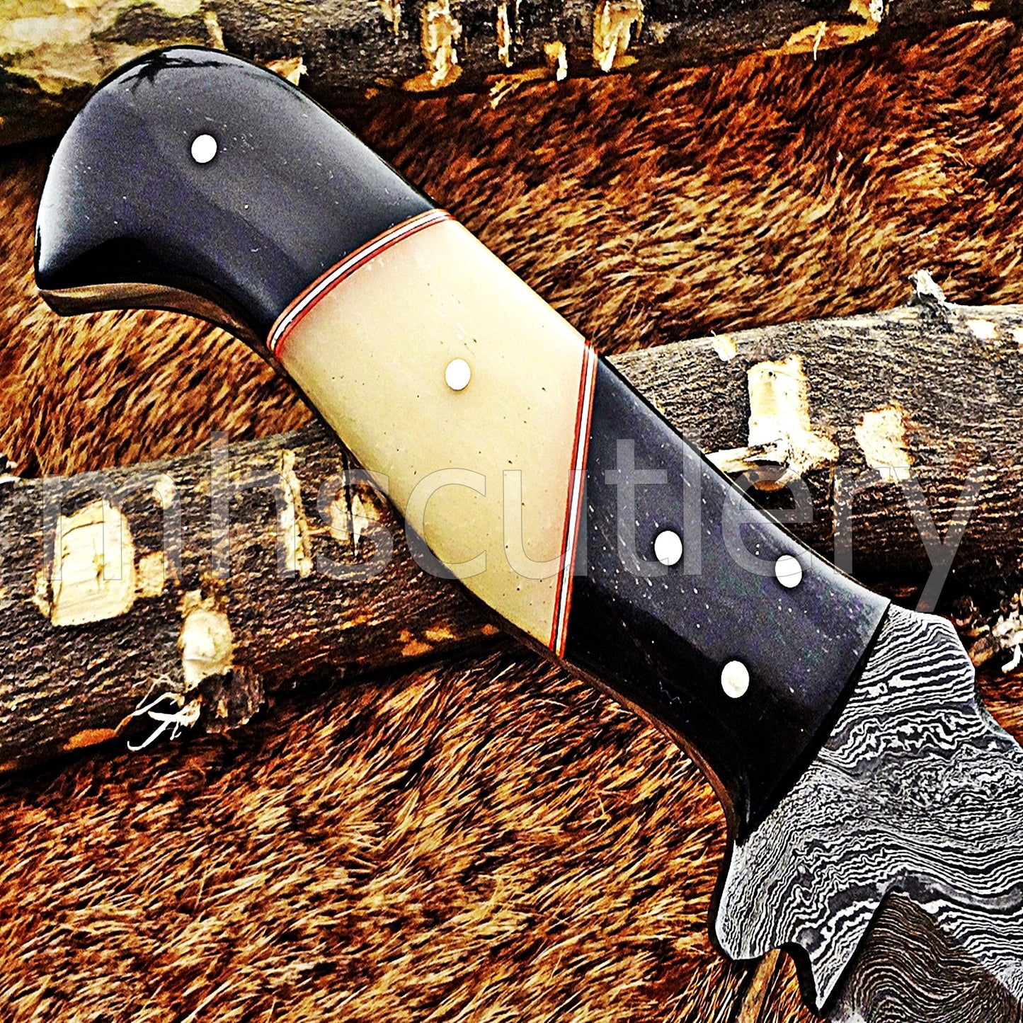 Hand Forged Damascus Steel Tanto Skinner Hunting Knife