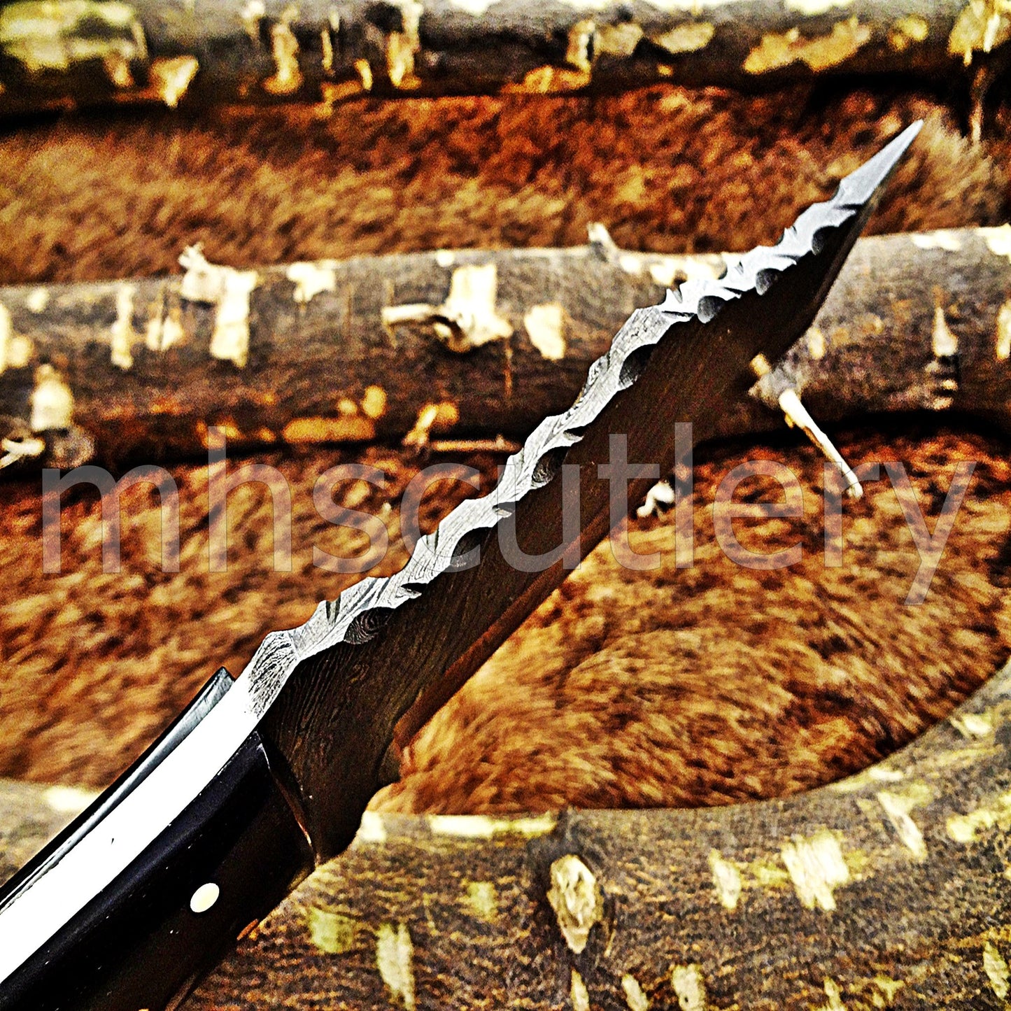 Hand Forged Damascus Steel Tanto Skinner Hunting Knife