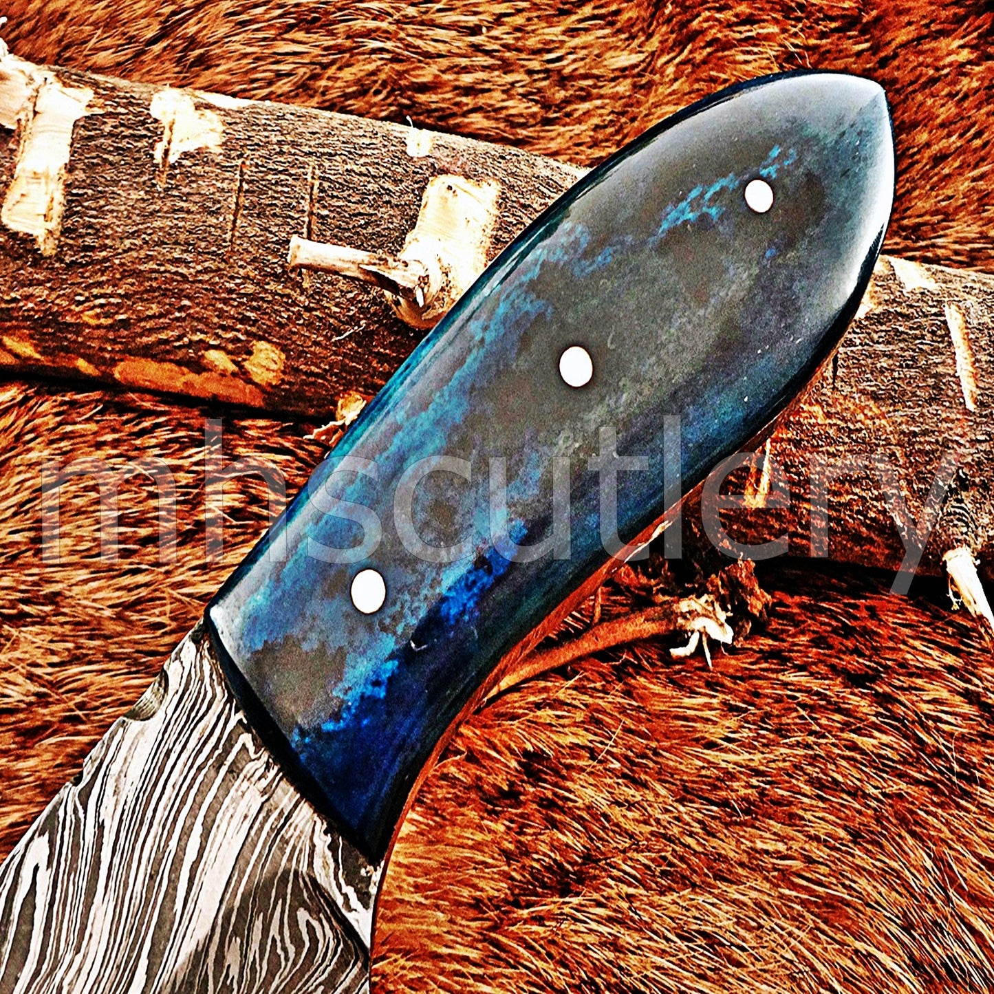 Handmade Damascus Steel Mini Hunting Skinner Knife / Bone Handle