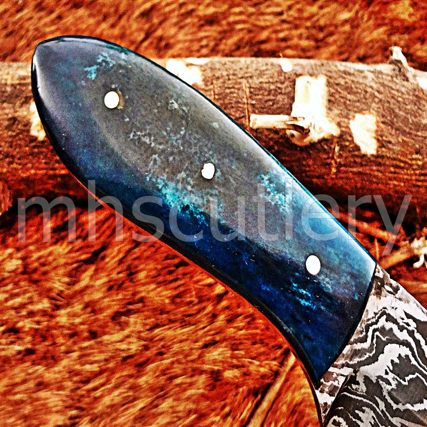 Handmade Damascus Steel Mini Hunting Skinner Knife / Bone Handle