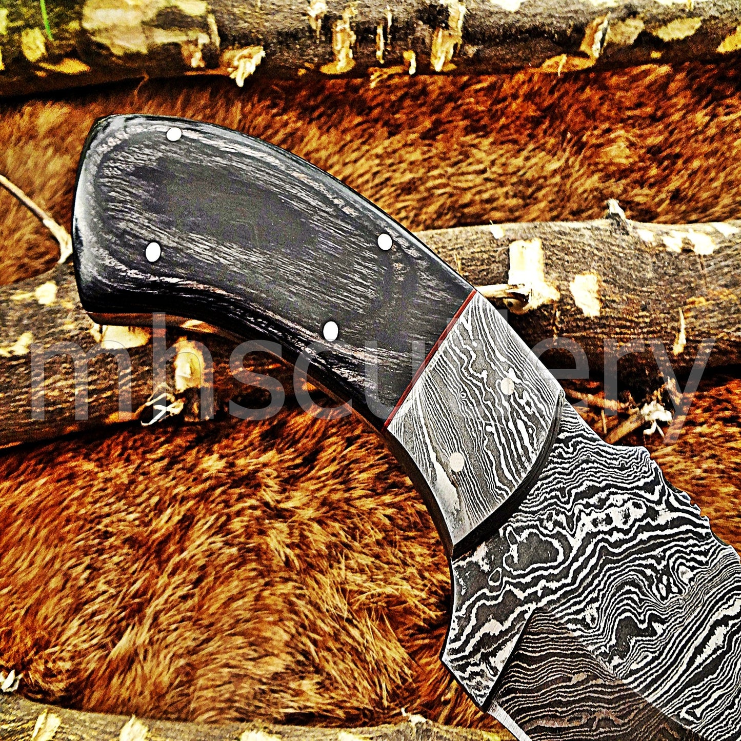 Custom Made Damascus Steel Mini Hunter Skinning Knife / Pakka Wood Handle