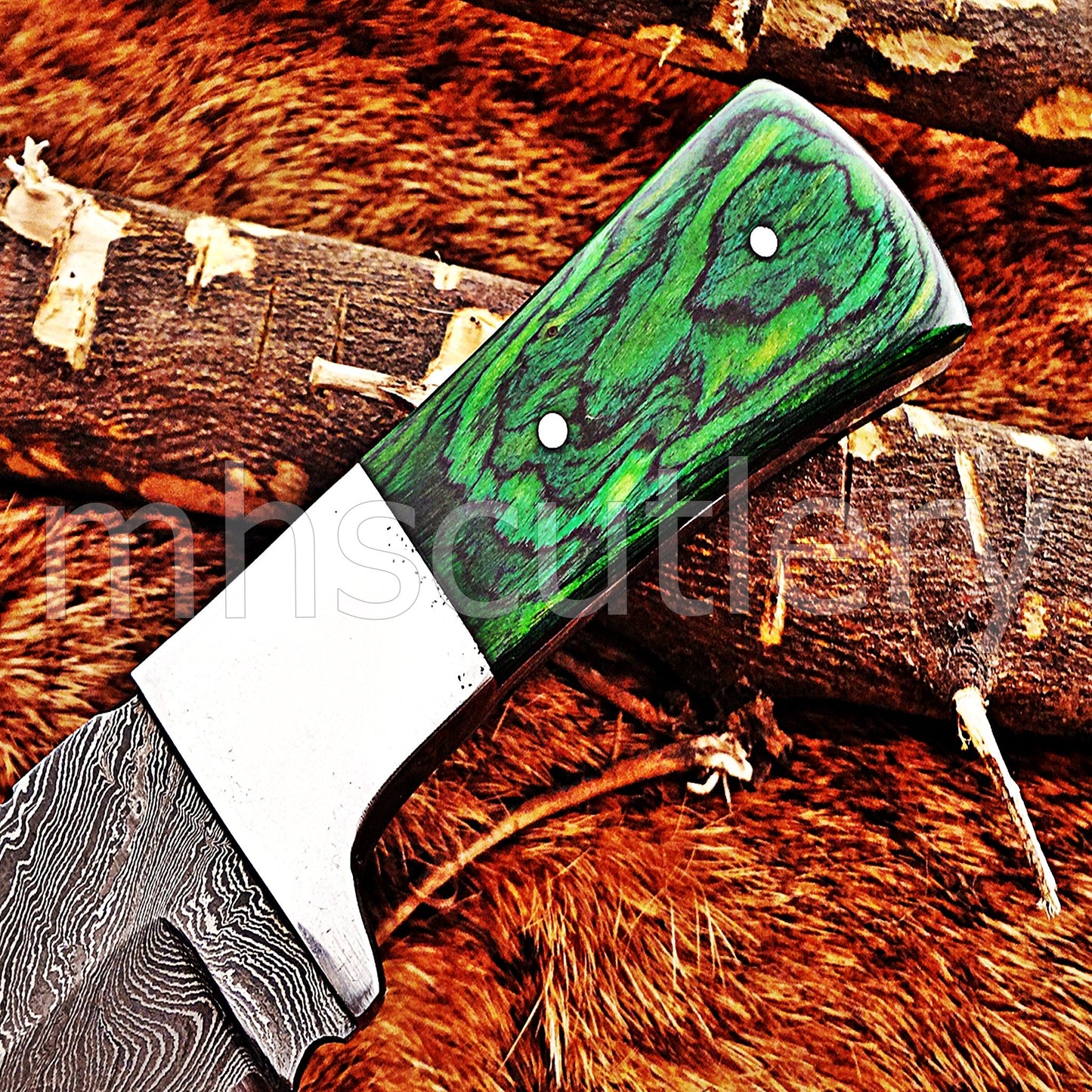 Hand Forged Damascus Steel Mini Gut Hook Skinner Hunting Knife