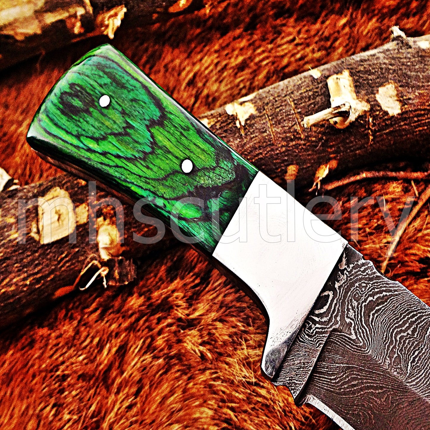 Hand Forged Damascus Steel Mini Gut Hook Skinner Hunting Knife