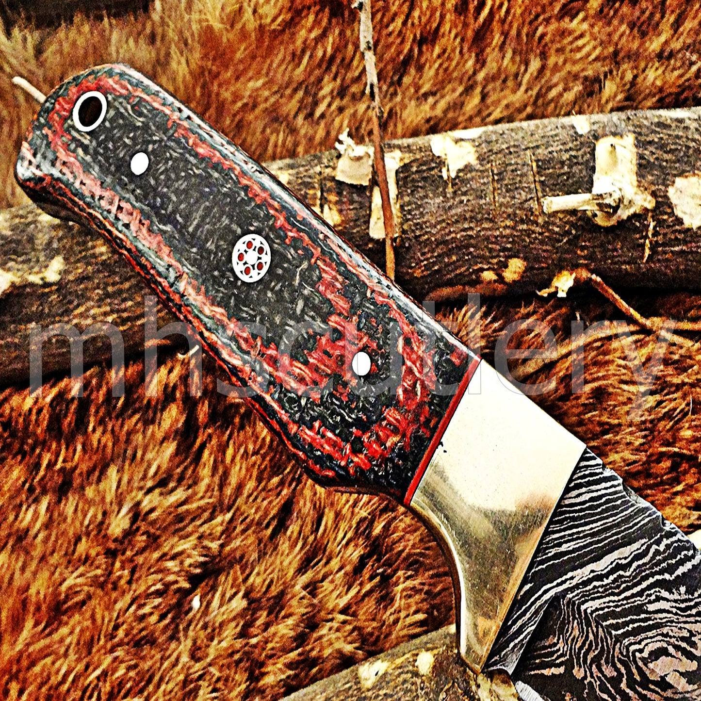 Hand Forged Damascus Steel Gut Hook Hunter Knife / Micarta Handle