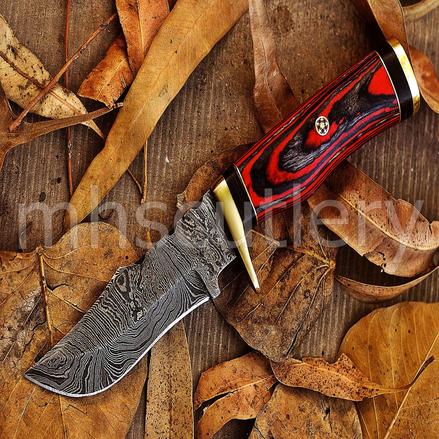 Hand Forged Damascus Steel Rat Tail Skinner Knife With Pakka Wood Handle