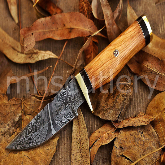 Damascus Steel Hunter Skinner Knife With Koa Wood Handle