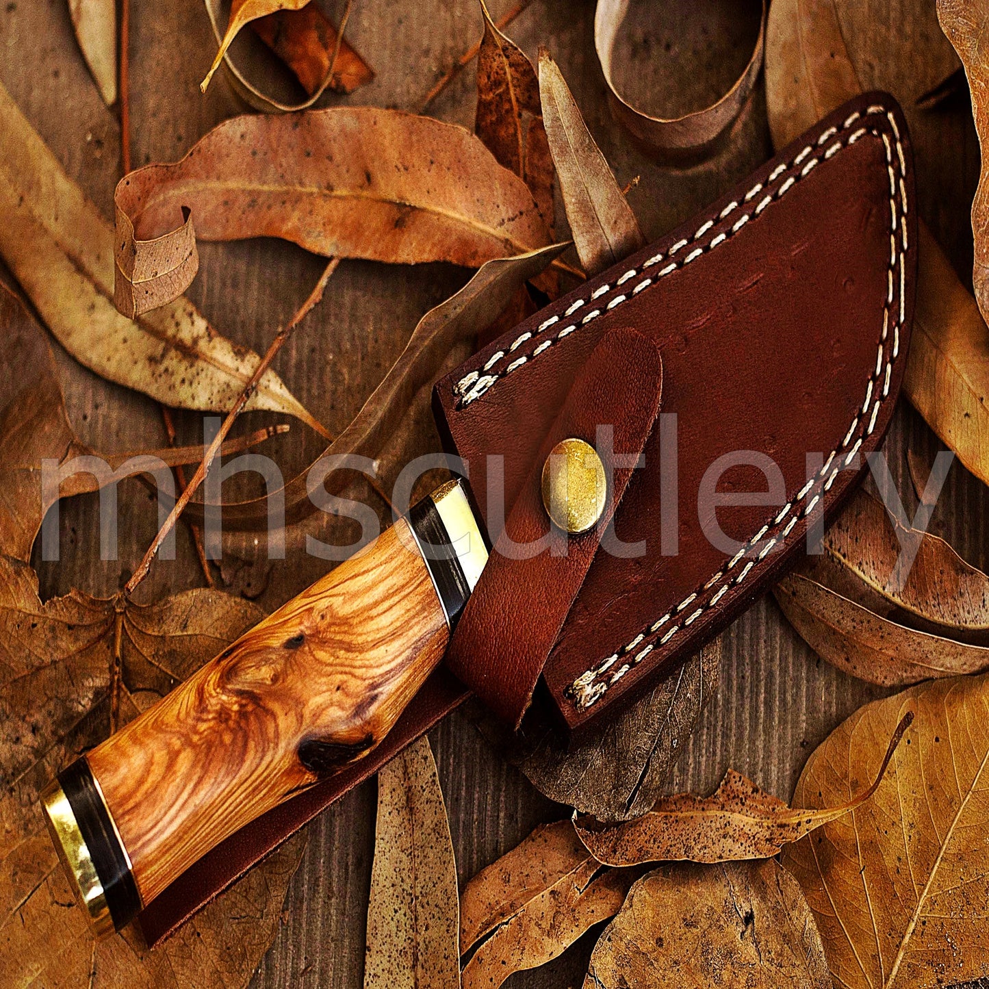 Damascus Steel Hunter Skinner Knife With Koa Wood Handle