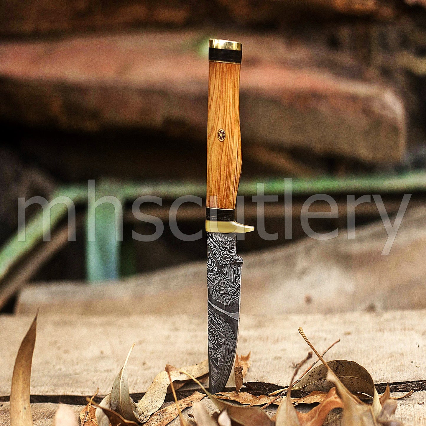 Damascus Steel Hunter Skinner Knife With Koa Wood Handle