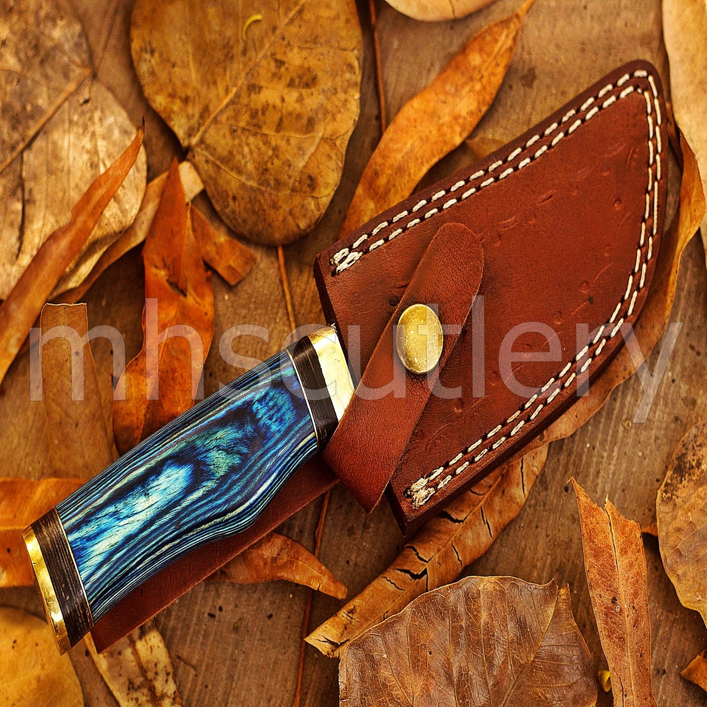 Custom Made Damascus Steel Hunter Skinning Knife With Pakka Wood Handle