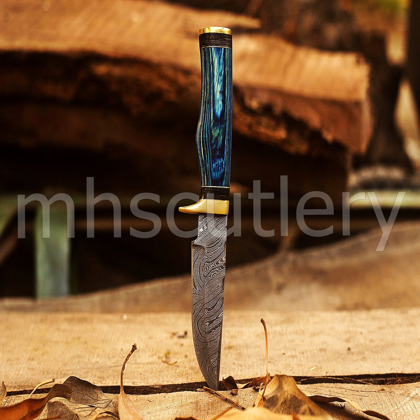 Custom Made Damascus Steel Hunter Skinning Knife With Pakka Wood Handle