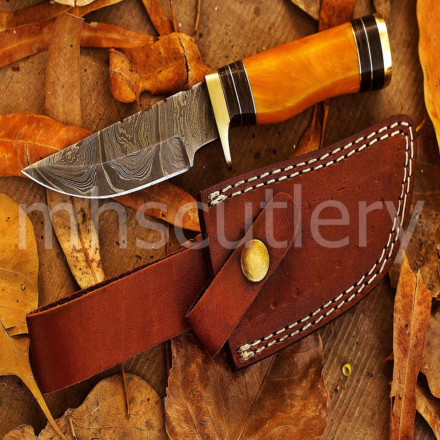 Custom Hand Forged Damascus Steel Hunter Skinner Knife