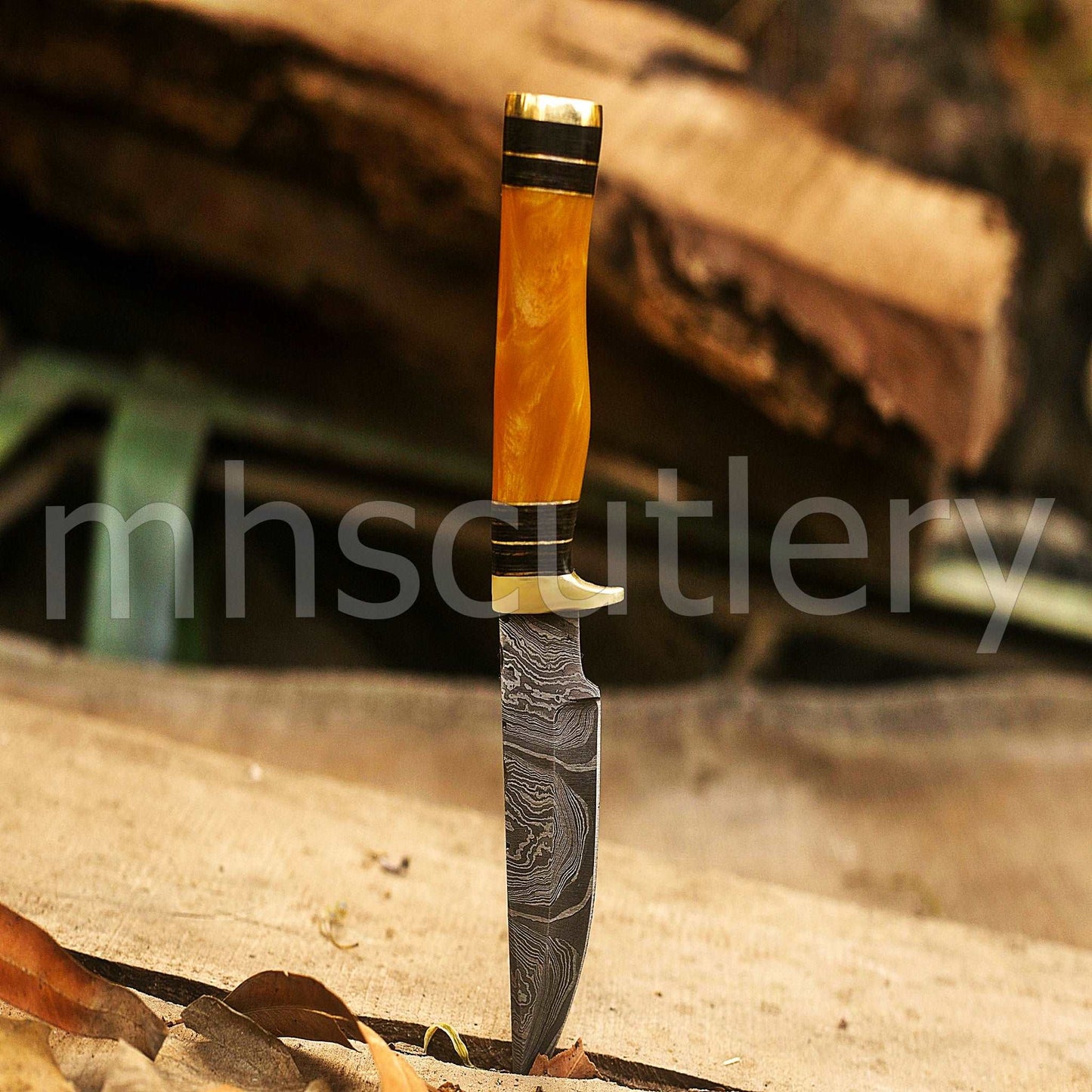 Custom Hand Forged Damascus Steel Hunter Skinner Knife