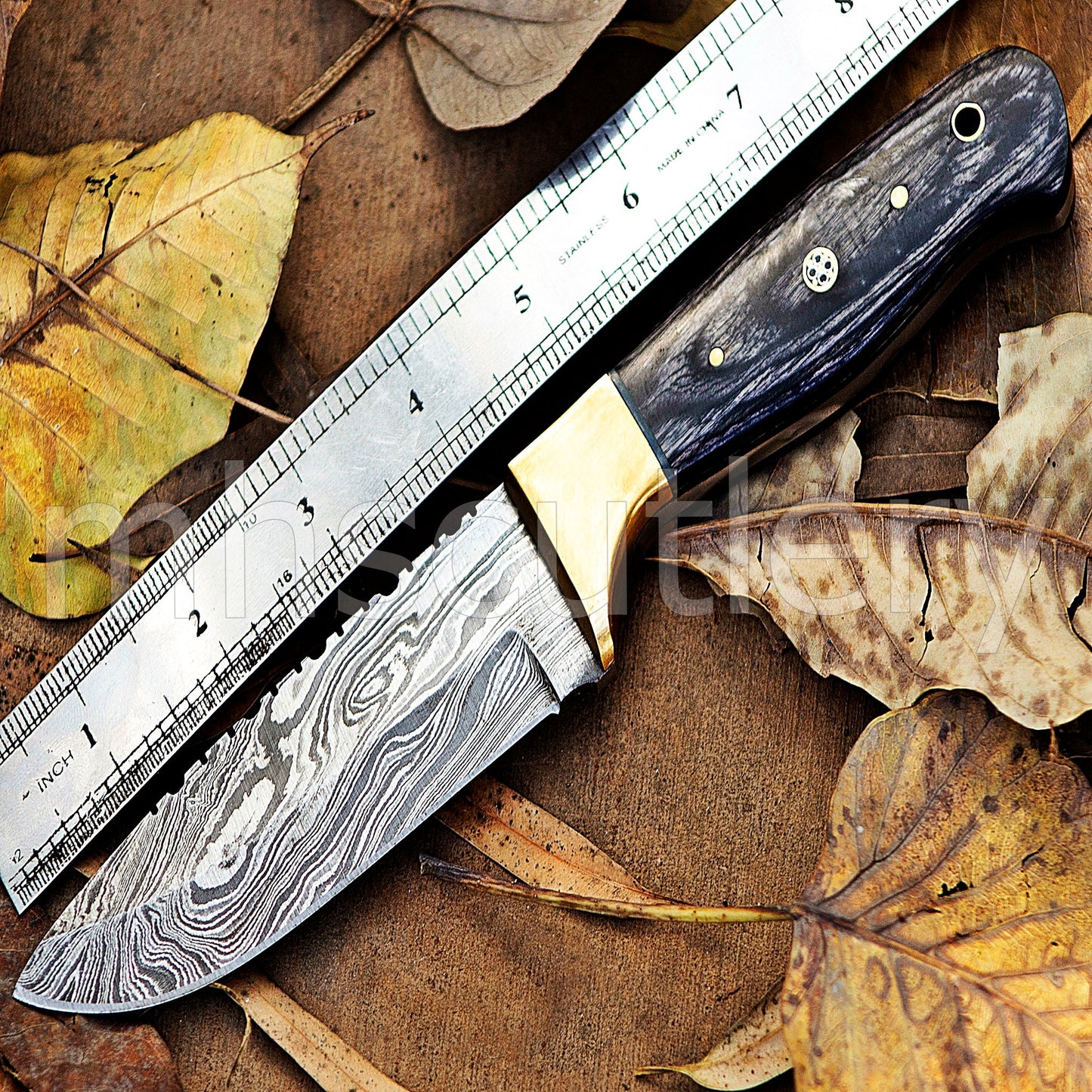 Custom Made Damascus Steel Hunter Fixed Blade Skinning Knife