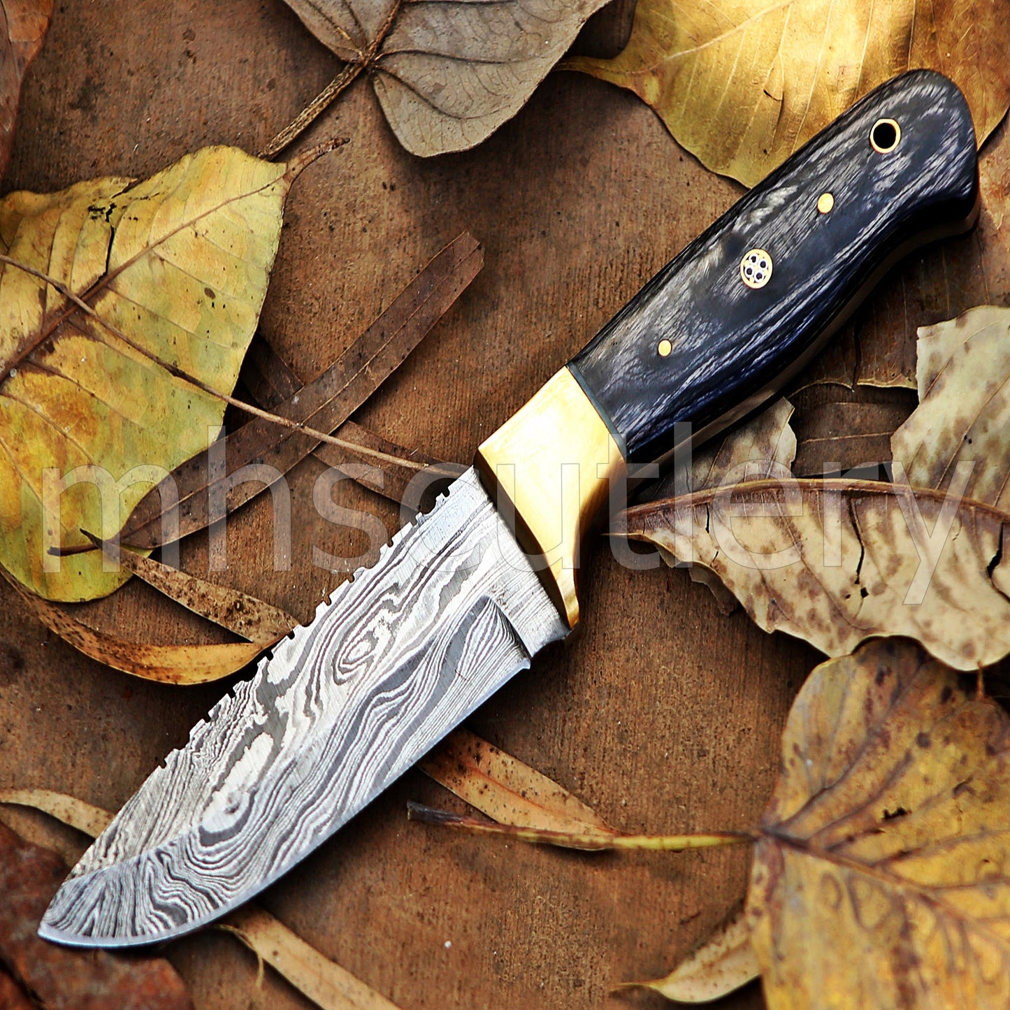 Custom Made Damascus Steel Hunter Fixed Blade Skinning Knife